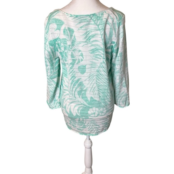 Tommy Bahama Lets Be Fronds Pima Cotton BoatNeck Leaf Sweater Green White Medium - Picture 4 of 9